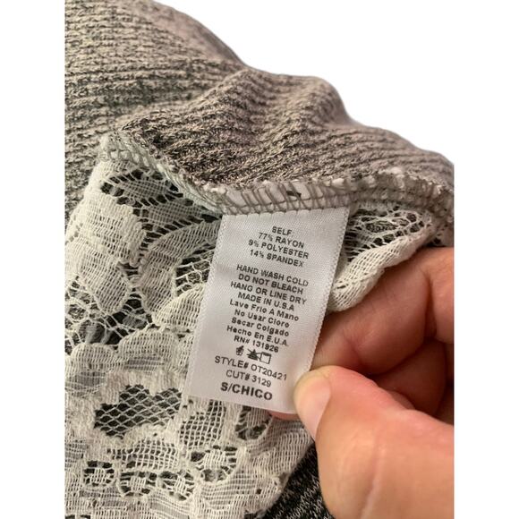 Tea n Rose open front cardigan knit sweater white lace back small - Picture 7 of 8